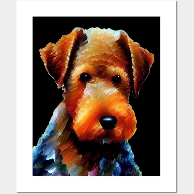 Airedale Terrier - Black Background Wall Art by ArtistsQuest